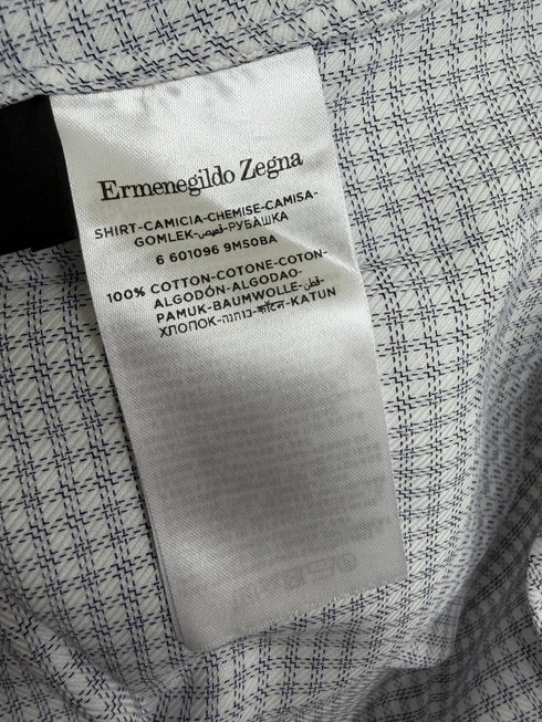 Men's Ermenegildo Zegna Patterned Button-Down Shirt in White Cotton
