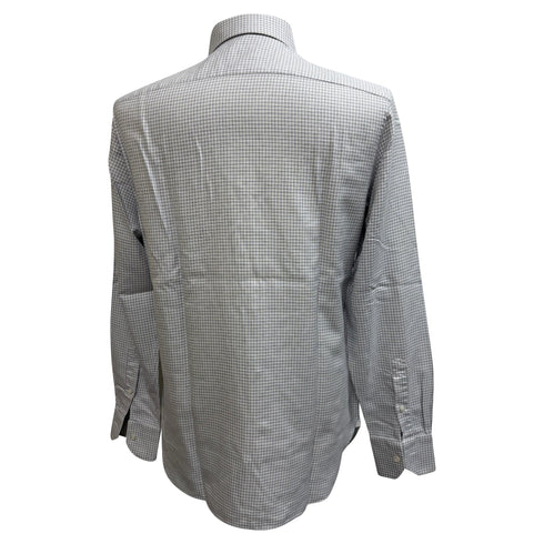 Men's Ermenegildo Zegna Patterned Button-Down Shirt in White Cotton