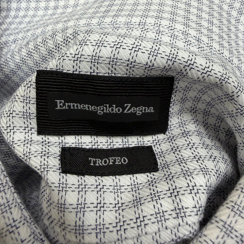 Men's Ermenegildo Zegna Patterned Button-Down Shirt in White Cotton