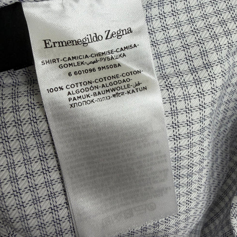 Men's Ermenegildo Zegna Patterned Button-Down Shirt in White Cotton