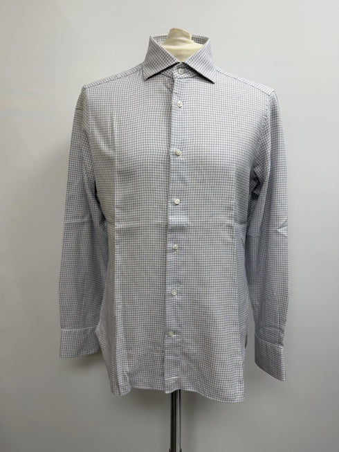 Men's Ermenegildo Zegna Patterned Button-Down Shirt in White Cotton