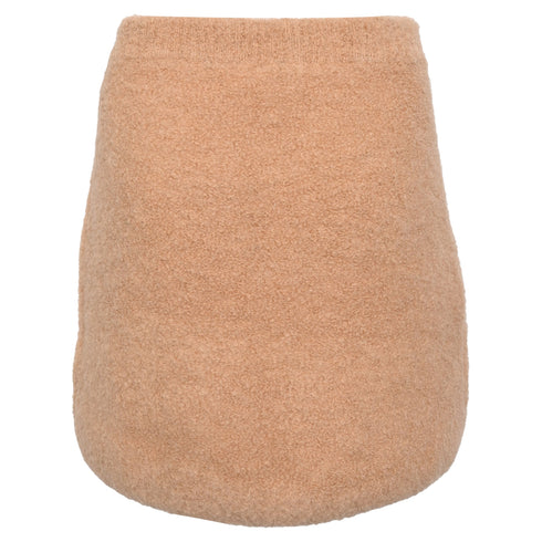 Women's Ba&Sh Fur-Accent Mini Skirt in Beige Wool