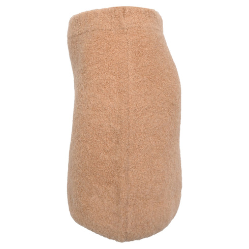 Women's Ba&Sh Fur-Accent Mini Skirt in Beige Wool