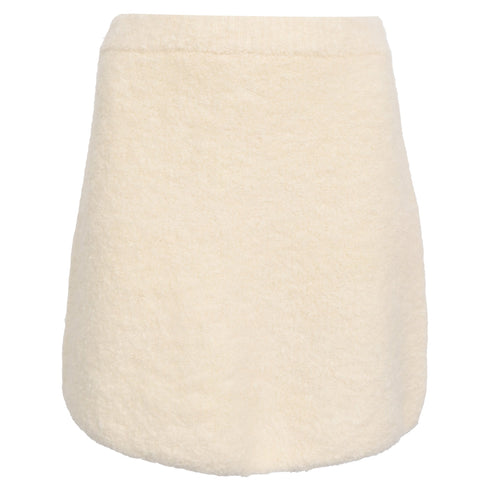 Women's Ba&Sh Fur-Accent Mini Skirt in Cream Alpaca Wool