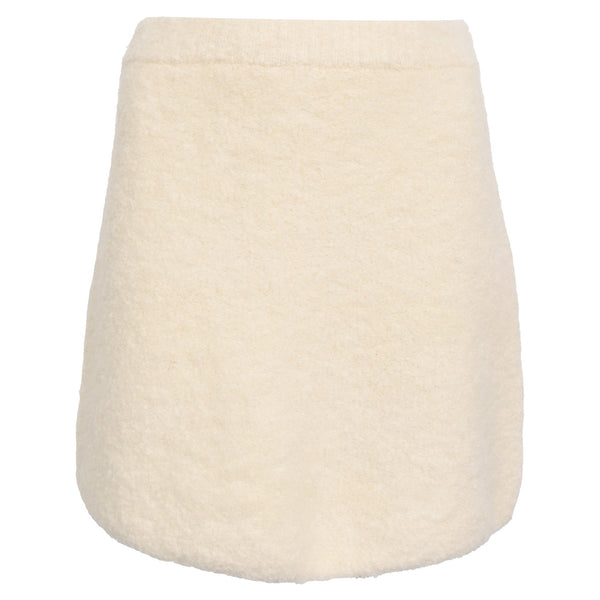 Women's Ba&Sh Fur-Accent Mini Skirt in Cream Alpaca Wool
