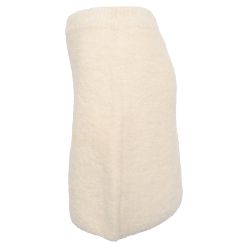 Women's Ba&Sh Fur-Accent Mini Skirt in Cream Alpaca Wool