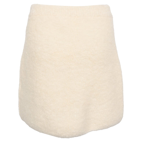 Women's Ba&Sh Fur-Accent Mini Skirt in Cream Alpaca Wool