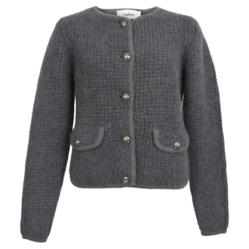 Women's Ba&Sh Harry Pocket Button-Down Cardigan in Grey Wool