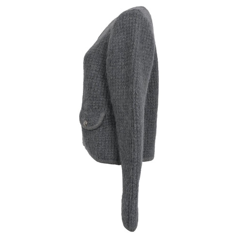 Women's Ba&Sh Harry Pocket Button-Down Cardigan in Grey Wool