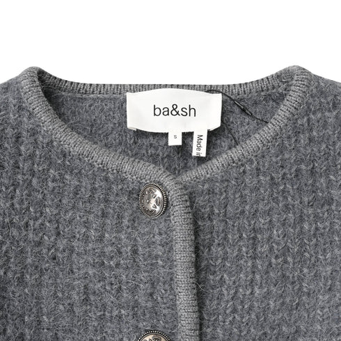 Women's Ba&Sh Harry Pocket Button-Down Cardigan in Grey Wool