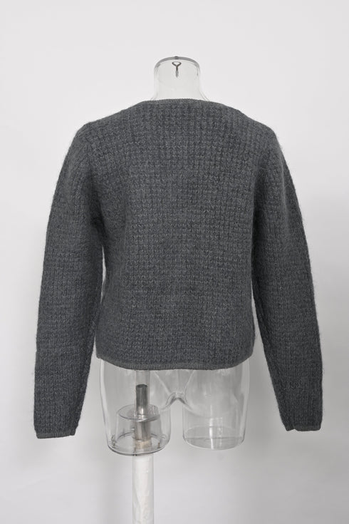Women's Ba&Sh Harry Pocket Button-Down Cardigan in Grey Wool