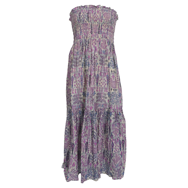 Women's Ba&Sh Piala Floral-Print Smocking Midi Dress in Multicolor Cotton
