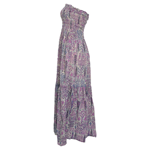 Women's Ba&Sh Piala Floral-Print Smocking Midi Dress in Multicolor Cotton