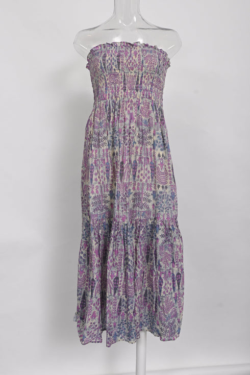 Women's Ba&Sh Piala Floral-Print Smocking Midi Dress in Multicolor Cotton