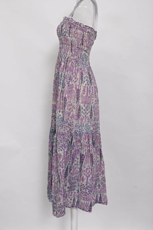 Women's Ba&Sh Piala Floral-Print Smocking Midi Dress in Multicolor Cotton