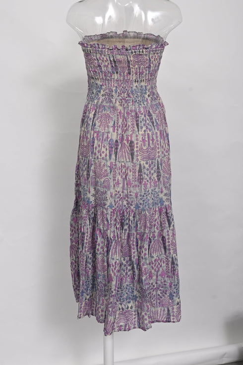 Women's Ba&Sh Piala Floral-Print Smocking Midi Dress in Multicolor Cotton