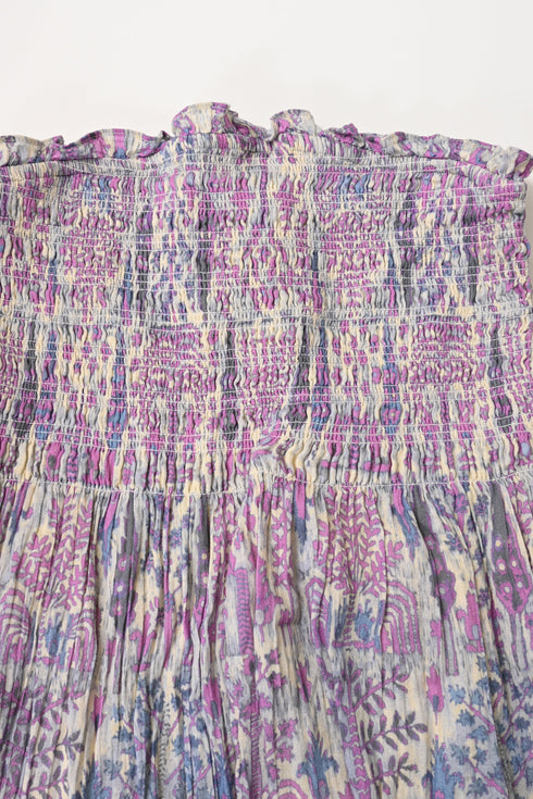 Women's Ba&Sh Piala Floral-Print Smocking Midi Dress in Multicolor Cotton