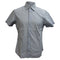 Men's Z Zegna Printed Button-Down Short Sleeve Shirt in Blue Cotton