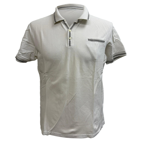 Men's Etro Short Sleeve Polo Shirt in White Cotton