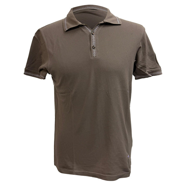 Men's Etro Short Sleeve Polo Shirt in Brown Cotton