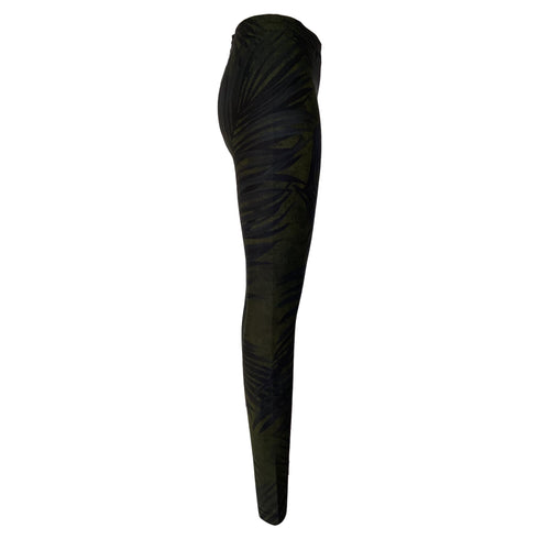 Women's Lanvin Palm Leaf-Print Dress and Leggings Set in Olive Polyamide
