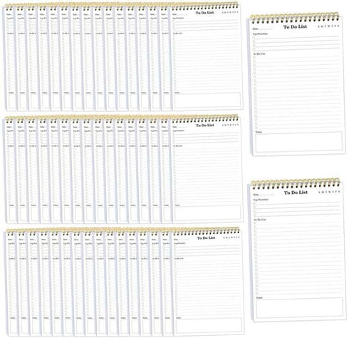 (50-Pack) To Do List Notepad - A5 Undated Daily Planner, 2500 Sheets/5000 Pages To Do List Notebook for Work, Spiral Waterproof Notepad for Office Supplies, School Planner, 5.8 x 8.3