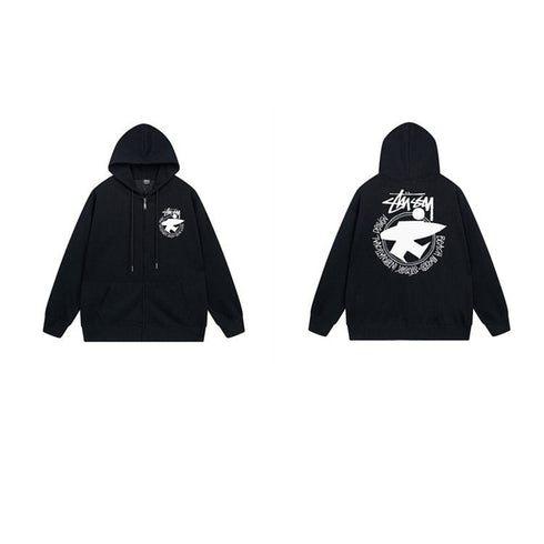 Stussy Hoodie Zip-Up Cardigan Fleece Hooded Sweater