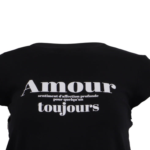 Women's Zadig & Voltaire Skinny Amour Toujours T-Shirt in Black Cotton