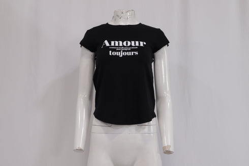 Women's Zadig & Voltaire Skinny Amour Toujours T-Shirt in Black Cotton