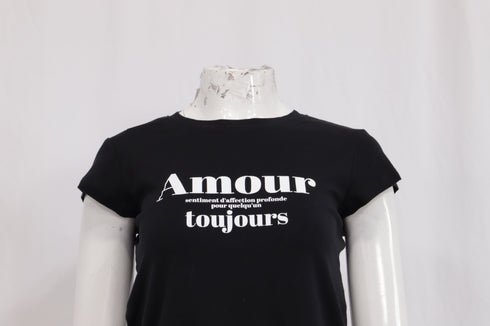 Women's Zadig & Voltaire Skinny Amour Toujours T-Shirt in Black Cotton