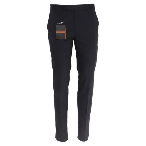 Men's Zegna Mid-Rise Tailored Trousers in Black Wool