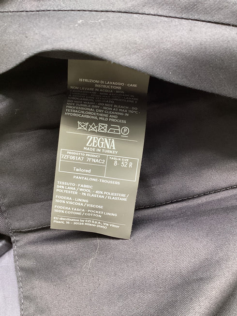 Men's Zegna Mid-Rise Tailored Trousers in Black Wool
