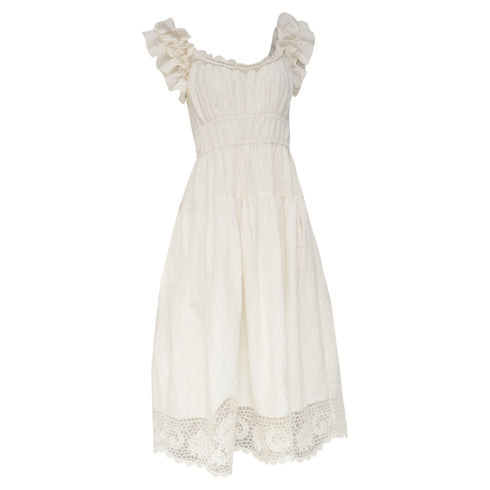 Women's Ulla Johnson Leona Midi Dress in White Linen