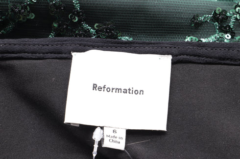 Women's Reformation Blanca Sequined Midi Skirt in Green Nylon