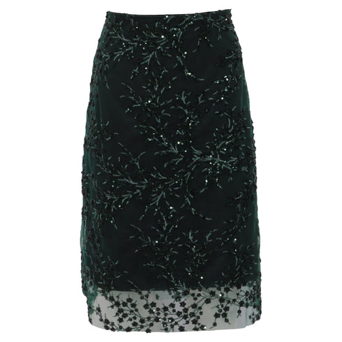 Women's Reformation Blanca Sequined Midi Skirt in Green Nylon
