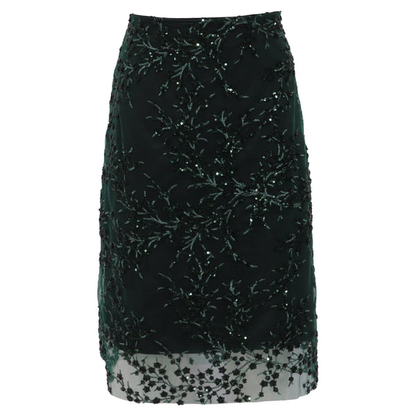 Women's Reformation Blanca Sequined Midi Skirt in Green Nylon