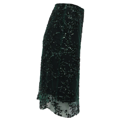 Women's Reformation Blanca Sequined Midi Skirt in Green Nylon