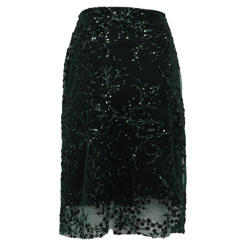 Women's Reformation Blanca Sequined Midi Skirt in Green Nylon