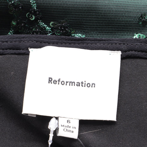 Women's Reformation Blanca Sequined Midi Skirt in Green Nylon