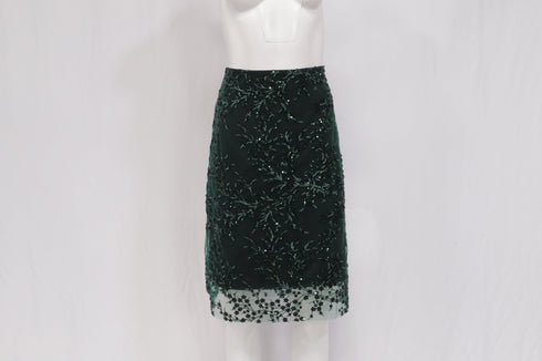 Women's Reformation Blanca Sequined Midi Skirt in Green Nylon