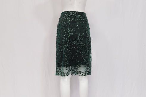 Women's Reformation Blanca Sequined Midi Skirt in Green Nylon