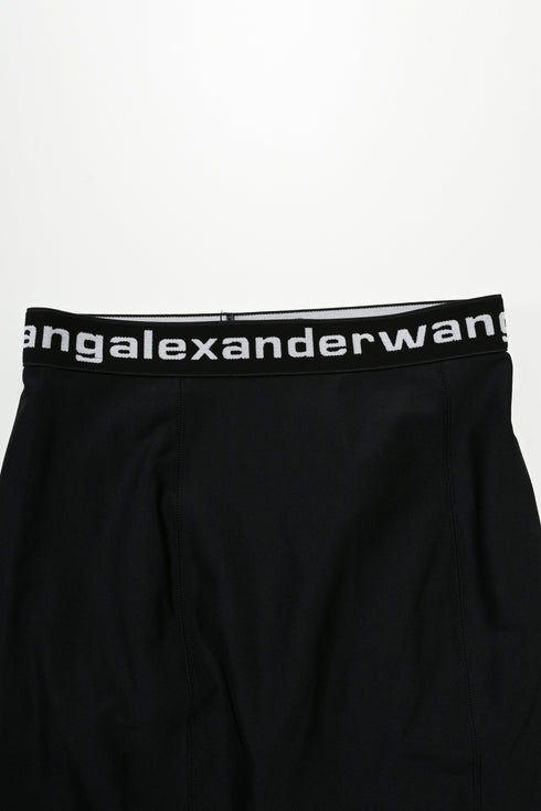 Women's T by Alexander Lace Trimmed Skirt in Black Polyamide