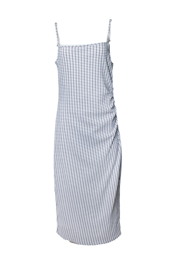 Women's Vince, black and white striped spaghetti maxi dress