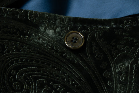 Women's Etro, green velvet blazer with paisley print