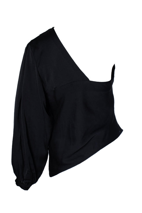 Women's IRO, black one shoulder Gingera top