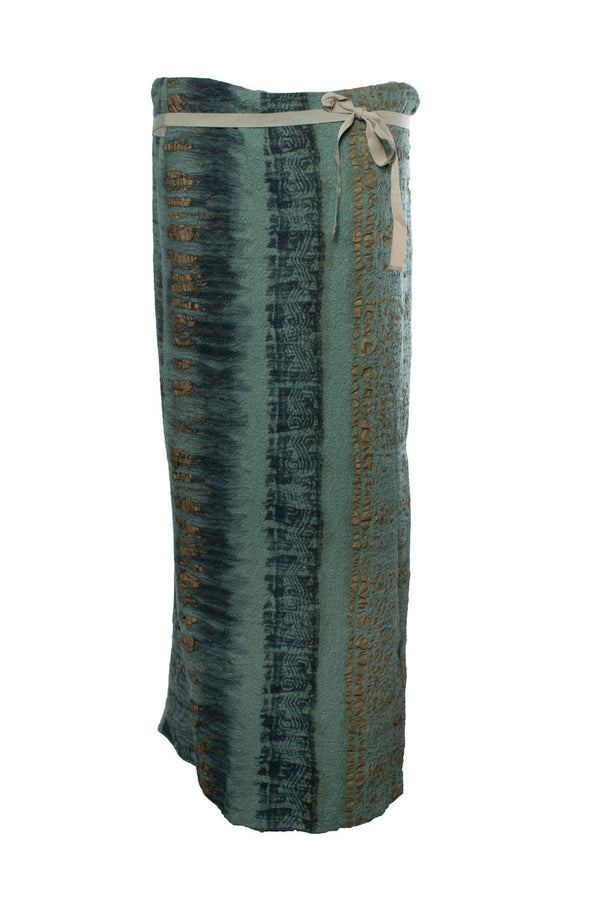 Women's Etro, green and gold printed maxi skirt