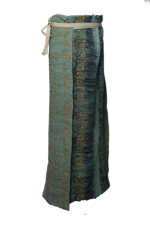 Women's Etro, green and gold printed maxi skirt