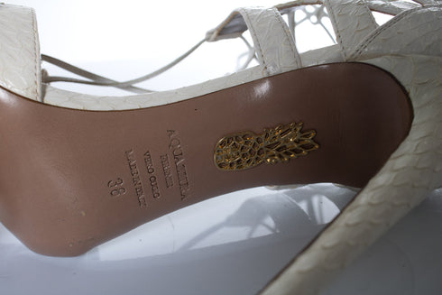Women's Aquazzura, white leather python sandals