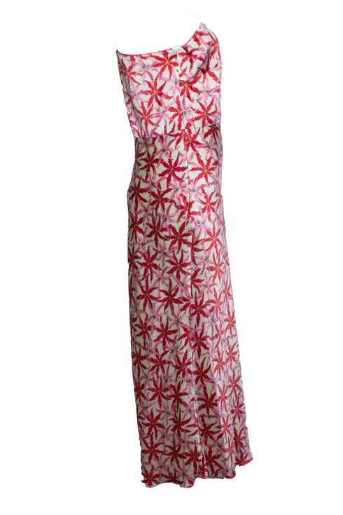 Women's Saloni, one shoulder printed silk satin midi dress