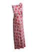 Women's Saloni, one shoulder printed silk satin midi dress